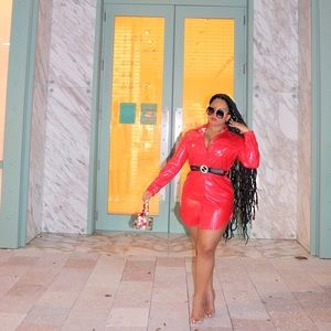 Red Leather Jacket Dress